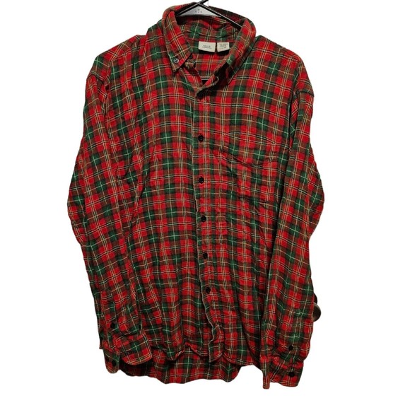 AND Tops - Falls  Creek Size Medium Womans Green And Red Button Up Long Sleeves Shirt
